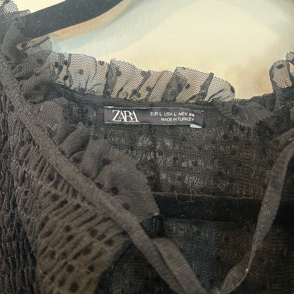 Black Sheer Ruffle Top - Picture 2 of 2